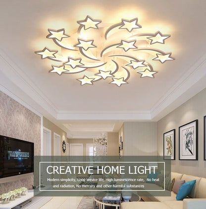 IRALAN modern led chandelier art deco  room indoor lamp white star for living room dining room bedroom kid's room kitchen remote