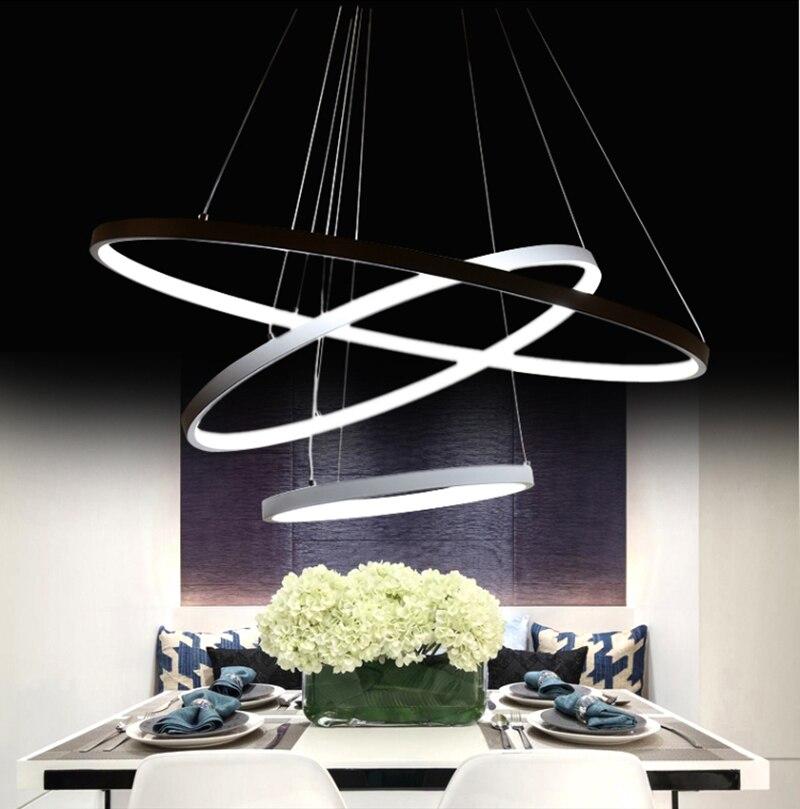 Aluminum Circle Rings Modern LED Chandelier lighting White&Black&Gold Lustre Living Kitchen Dining room nordic lamp luminarias