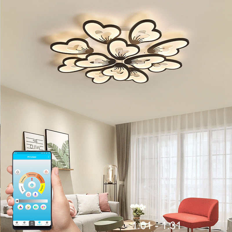 New Modern LED Ceiling Lights Flower Shape With Remote Control/ APP For  Living/Dining/Bed Room Kitchen Home Decoration Luxury