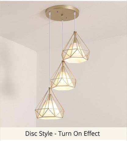 Gold Color Pendant Lights Triangle Shape Nordic Style 1head/3heads  Hanging Lamp Simple Metal Lights Fixtures Deco Abajur