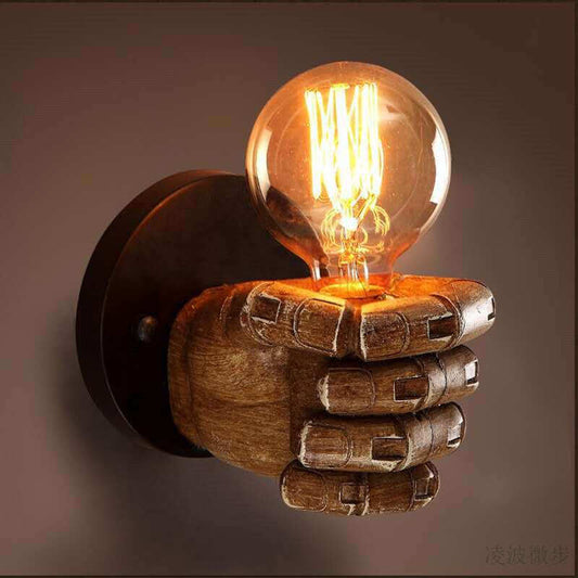 Vintage Resin Fist Left Hand Right Hand Wall Lamp
