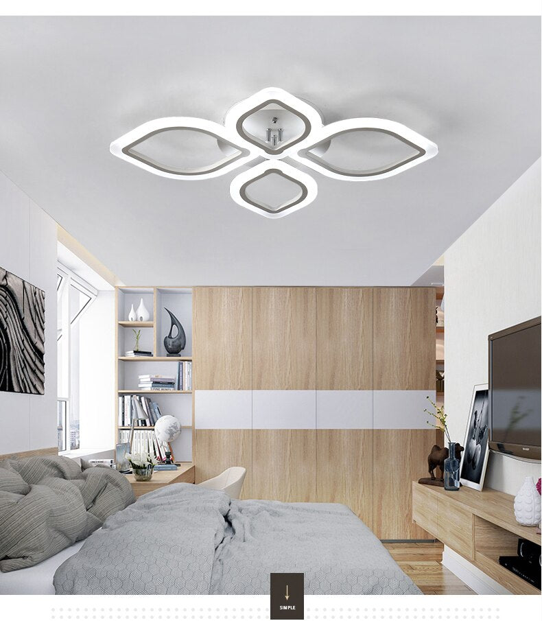 LED Ceiling Light Lustre For Living Room Kitchen Bedroom Dining Room Ring Chandelier Light Fixture Remote Control APP Dec