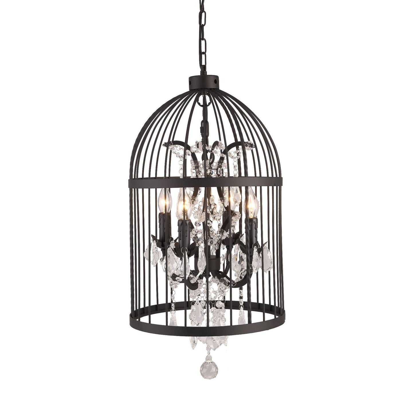American Retro Crystal Chandelier Birdcage Wrought Iron Chandelier
