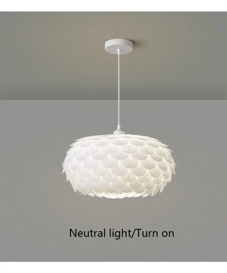 LED Pendant Lamp Creative Fish Scales 3-colour light change Chandelier Lamps  Modern