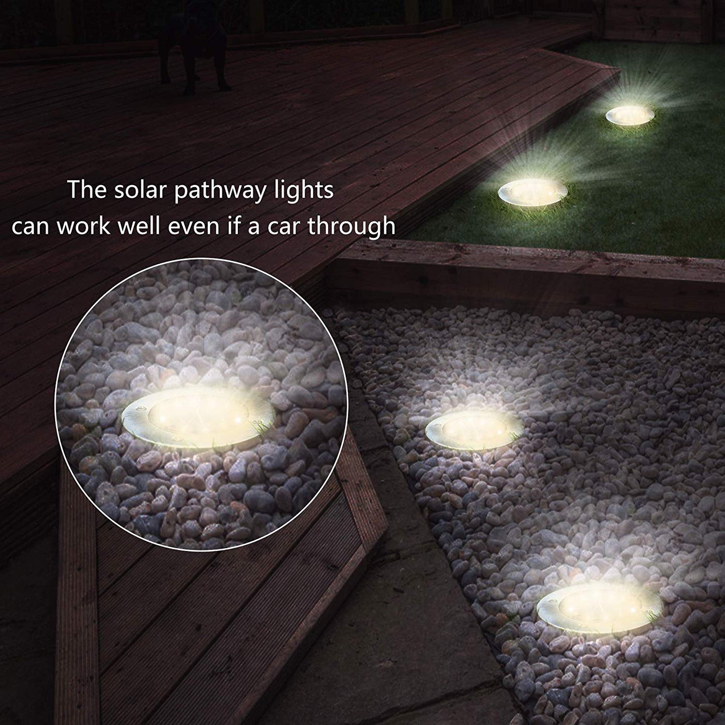 Solar Disk Lights 12 LED Solar Ground Lights Outdoor Waterproof Stainless Steel in Ground Solar Lights for Walkway Pathway Lawn