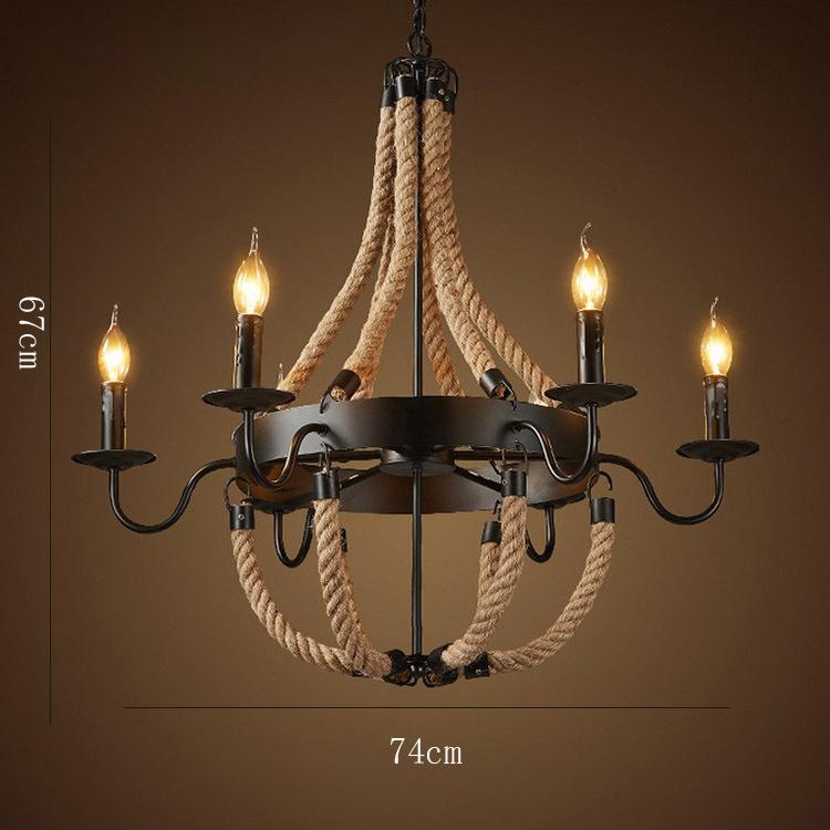 Retro Rope Chandelier Creative Loft Industrial Wind Bar Restaurant Restaurant Box Hot Pot Restaurant Wrought Iron Lighting
