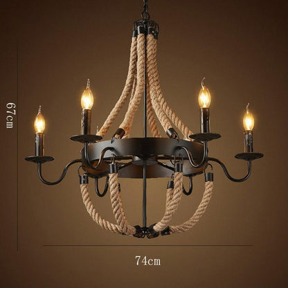 Retro Rope Chandelier Creative Loft Industrial Wind Bar Restaurant Restaurant Box Hot Pot Restaurant Wrought Iron Lighting