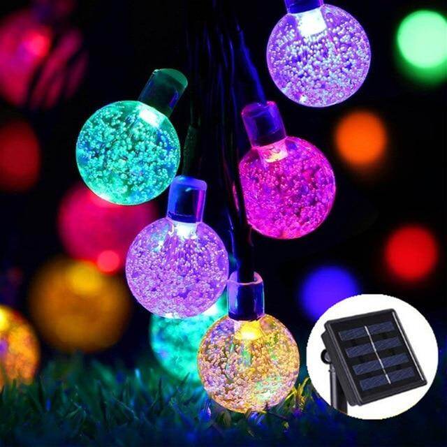 5M 7M 10M Solar Lamp Crystal Ball LED String Lights Flash Waterproof Fairy  For Outdoor Garden Christmas Wedding Decoration