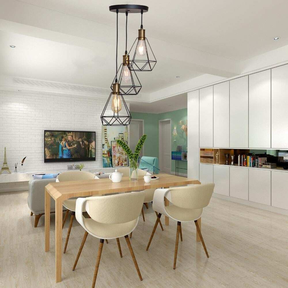 Modern  Industrial Vintage Cage Pendant Light Iron Art Diamond Pyramid Wrought home Ceiling Lamp Suitable for E27 bulbs