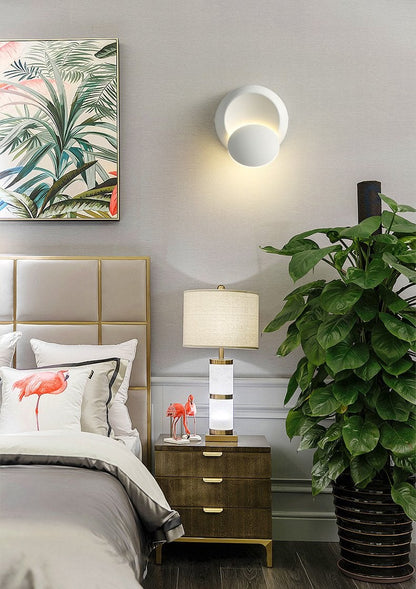 360 Degree Rotary Square Round Bedside Lunar Eclipse Wall Lamp Black and White Living Room Background Wall Stair Decorative Lamps