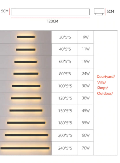 Waterproof outdoor wall lamp LED Long wall lamp IP65 Aluminum Light Garden Villa porch Sconce Light Sconce Luminaire