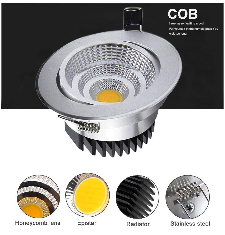 Dimmable LED Downlight COB Ceiling Spot Lighting 6W 9W 12W 15W Led Bulb Bedroom Kitchen Indoor ceiling recessed Lights
