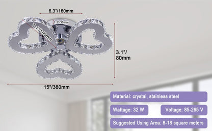 Modern LED Heart Shaped Three Rings Crystal Ceiling Lights Appliance Bedroom Light