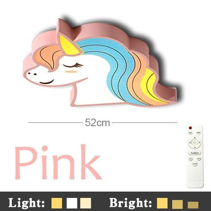 Unicorn Kids Room Light Led Ceiling Lights With Remote Control Cartoon Lampshade Children Room Cute Ceiling Lamp Deco Child Room