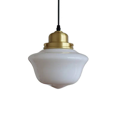 American Retro Pendant Light - Milky Glass & Brass Vintage Ceiling Fixture for Bedroom Bar Cafe Cream Chandelier