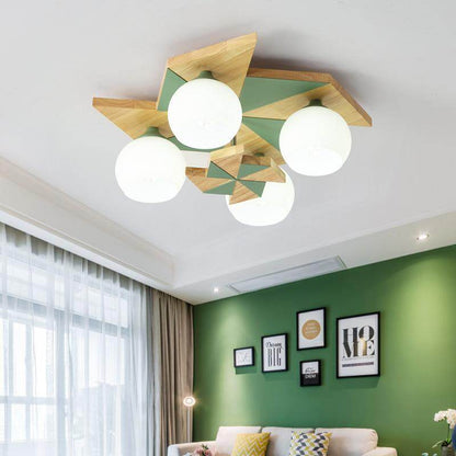 Nordic Log Gale Children's Bedroom Ceiling Lamp