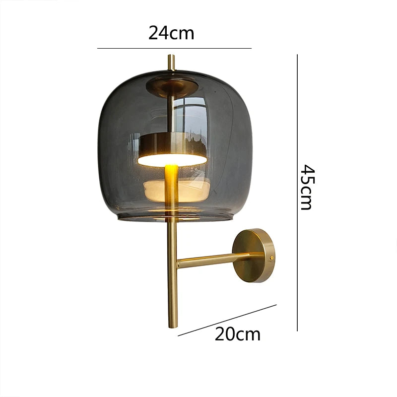 Brown Glass Wall Lamps Home Decor Study Bedroom Living Room Led Light Warm Bedside Sconce Lamp Lighting