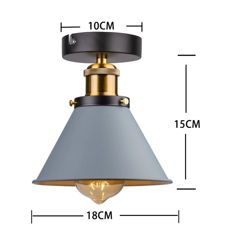 Vintage Rustic Semi Flush Mount Ceiling Light, Farmhouse Ceiling Light E27 Base Industrial Ceiling Lights for Hallway Stairway