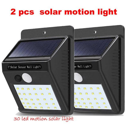 1-4pcs PIR Motion Sensor 30 LED Solar Light Outdoor Solar Powered LED Garden Light Waterproof Emergency Wall Lamp With Cable ene