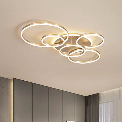 Modern Ceiling Lights For Living Room Circle Gold Brown LED Plafon Decor Bedroom Lamps Fixture With Remote Control Lustre