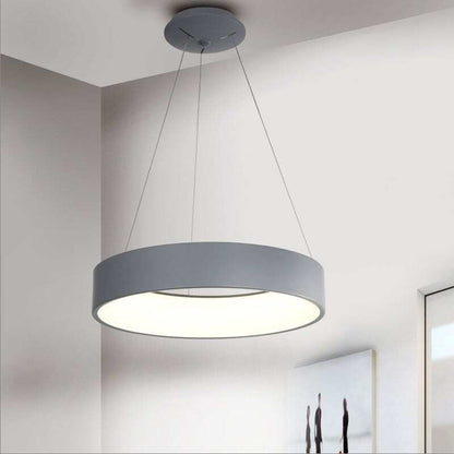 Gray Circle LED Pendant Lights Modern For Dining Room Restaurant Decoration Hanging Lamp Living Bedroom Fixtures Luminaria