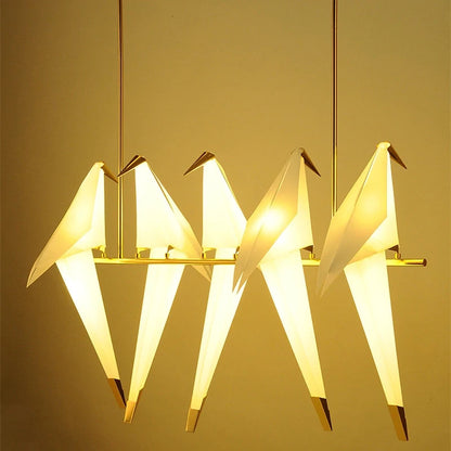 Modern Paper Crane Metal Vintage Chandelier Hanging Light Restaurant Living Dining Children's Room LED Bird Design Pendant Lamp