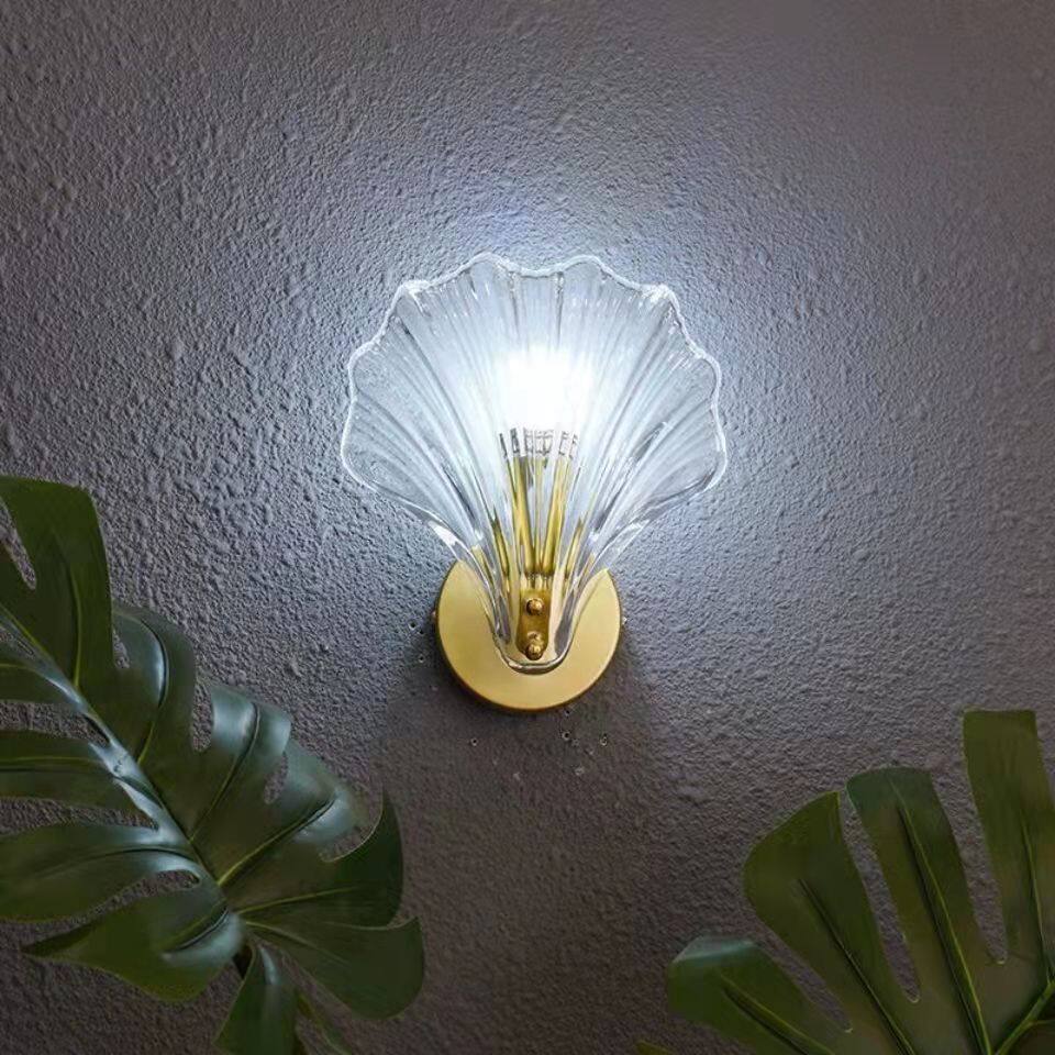 Simple Glass Shell Wall Lamp Bedroom Living Room Corridor Wall Light E14 Bedside Lamps Indoor Decoration Fixtures