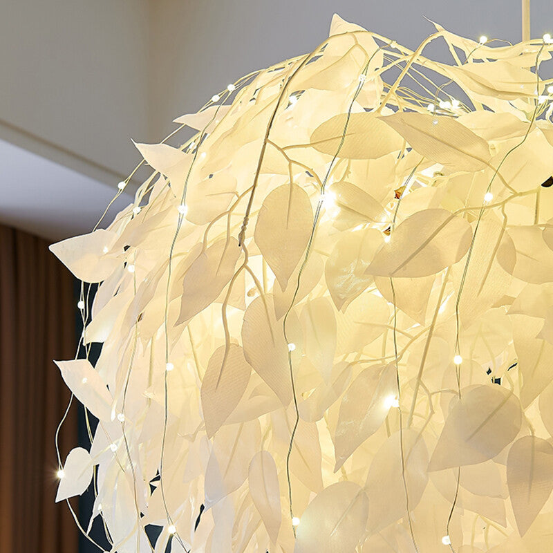 White Leaves Warm LED Light Atring Bedroom Restaurant Guest art Atmosphere Pendant Light Modern Studio Gallery Lighting Fixture