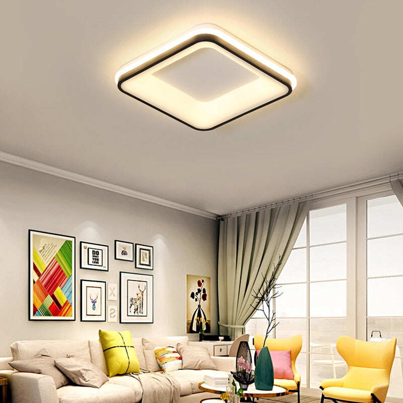 Black+White Finished Modern Led Ceiling Lights For Bedroom Study Room Living Room Square/Round Ceiling Lamp Fixtures