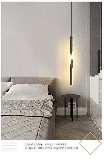 Nordic Bedside Chandelier Modern Simple Living Room Background Wall Bar Long Line Chandelier Bedroom Single Head Tooling Small Chandelier