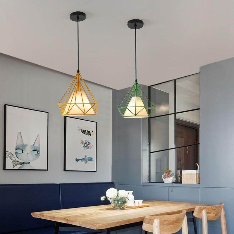Modern Black Birdcage Pendant Light Iron Minimalist Retro Scandinavian Loft Pyramid Pendant Lamp Metal Cage With E27 ZDD0001