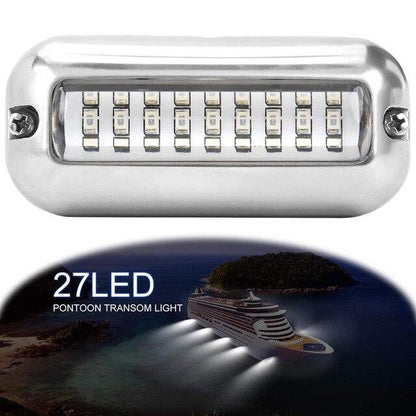 Universal 3.5inch 12V DC White/Blue/Green 27 LED Marine Stainless Steel Under Water Pontoon Waterproof Boat Transom Light IP68