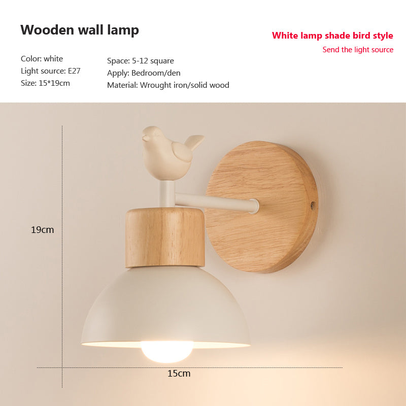 Nordic LED Wall Lamp Wood Creative Lighting Fixture Guest Room Balcony Staircase Sconce Bedroom Bedside Decor Light