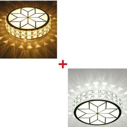 Modern Metal Crystal Ceiling Lamp For Hallway Dinning Room 6W/12W Glass Lampshade Round Aisle Lighting