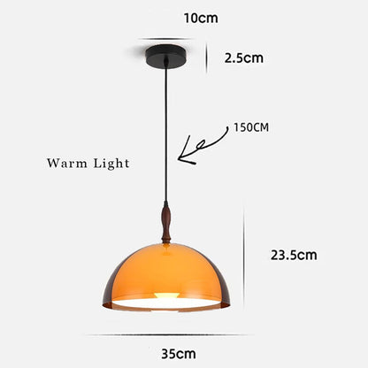 Vintage Pendant Lamp Double layer acrylic lampshade pendant light Dining Room Bar Bedroom bar counter orange mooding lamp