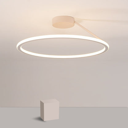 Modern Simple Circle Led Ceiling Chandelier Round Ring Aluminium Dimmable Bedroom Lamp Lighting