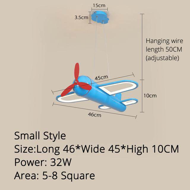 LED Pendant Light For Children Baby Bedroom Blue Airplane Shape Remote Control Lamp Lighting Lamparas Luminaria Avize