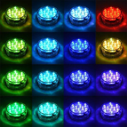4PC Underwater lamp IP68 Waterproof Multi Color Battery Operated Remote Control Wireless 10-LED lights for Hot Tub,Pond,Pool