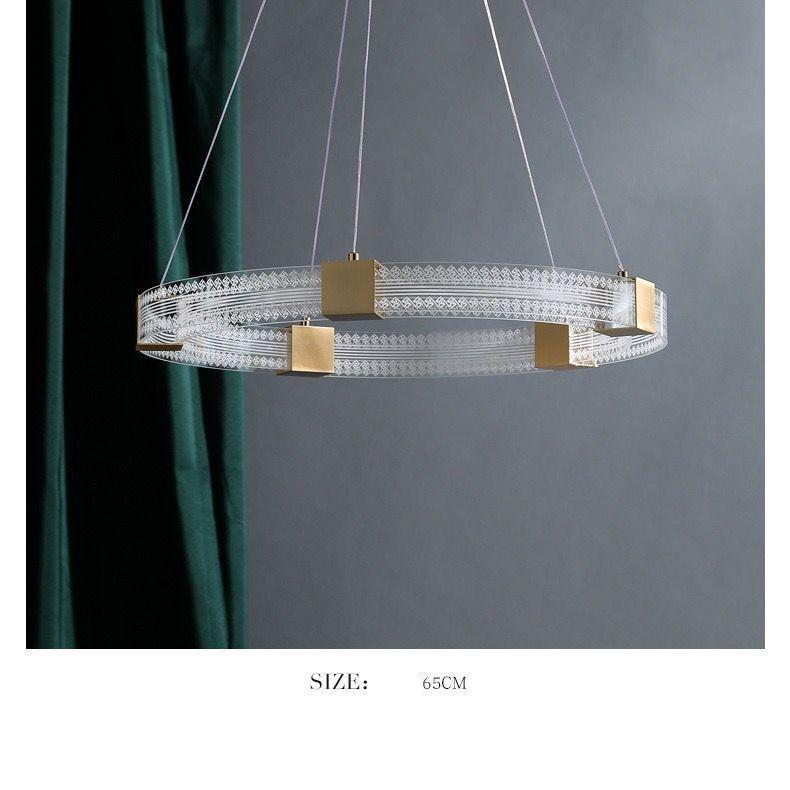 Light Luxury All Copper Living Room Chandelier Modern Simple Ring Shape
