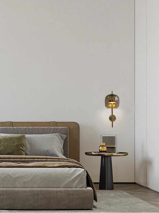 Brown Glass Wall Lamps Home Decor Study Bedroom Living Room Led Light Warm Bedside Sconce Lamp Lighting