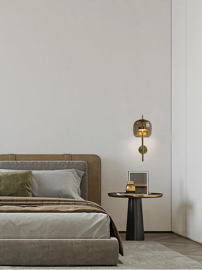 Brown Glass Wall Lamps Home Decor Study Bedroom Living Room Led Light Warm Bedside Sconce Lamp Lighting