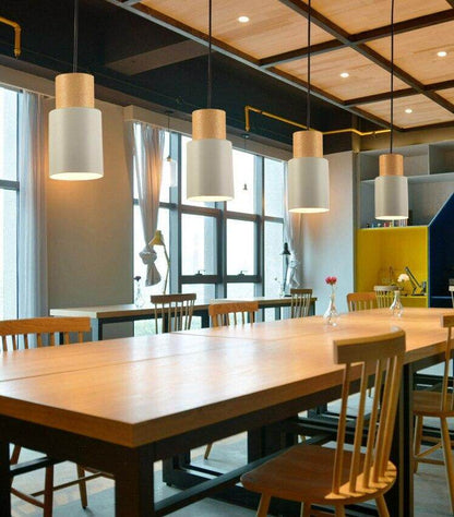 Long Wood Tube Pendant Lamp Kitchen Island Dining Living Room Bedside Bar Counter Down Cylinder Pipe Down Spot Light