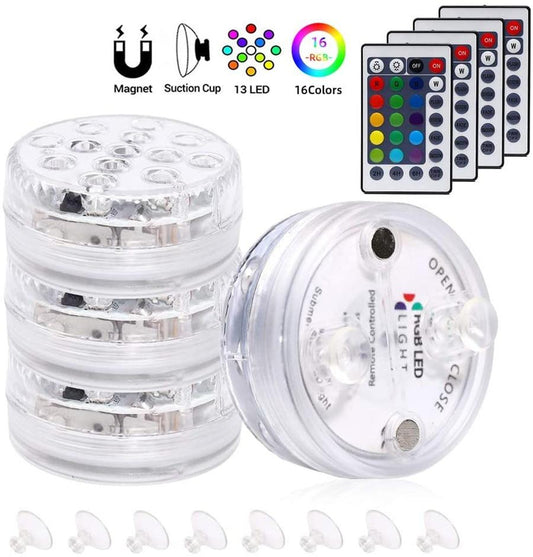 New 16 Colors Submersible Led Lights With Magnet and Suction Cup Pond Fountain Underwater LED Night Light for Vase,Fishtank