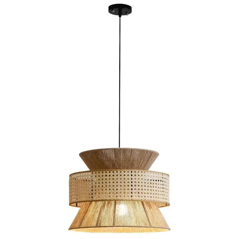 Vintage Wabi Sabi Handmade Hemp Rope Chandelier B&B Restaurant Bar Cafe Dining Room Pendant Lights Hanging Lamp Fixture