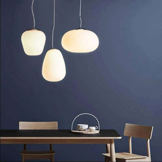 Nordic Simlpe Milky White Pendant Lights E27 Glass Single Head Lamp For Living Room Dining Bedroom Bedside Restaurant Cafe Bar