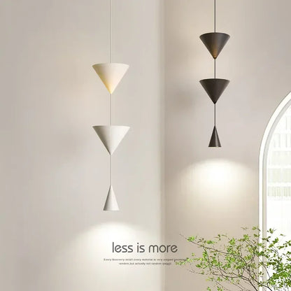Nordic Restaurant Home LED Pendant Light Modern Black White Counter Conical Lamp