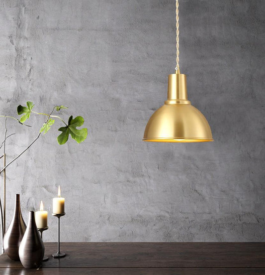 Golden Copper Chandelier At The Bedside of The Bedroom, Pure Copper Post-modern Personality Lamp At The Bar Cafe of Creative Restaurant