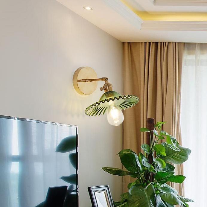 Nordic Retro Livingroom Bedroom Bedside Full Copper Wall Lamp