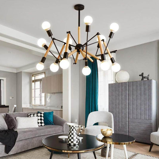 Modern Retro Indoor Lighting Vintage Pendant Light LED Iron Metal Wood Living Dinning Room Decoration Light Fixture
