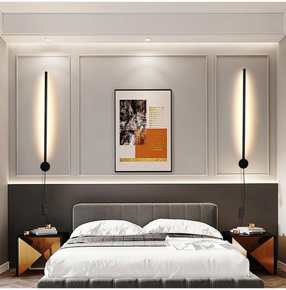 RGB Minimalist long strip LED wall lamps Modern living room bedroom bedside plug in wall lamp background wall sconce LED lamps